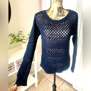 American Eagle Navy Open Knit Sweater - Women’s Medium